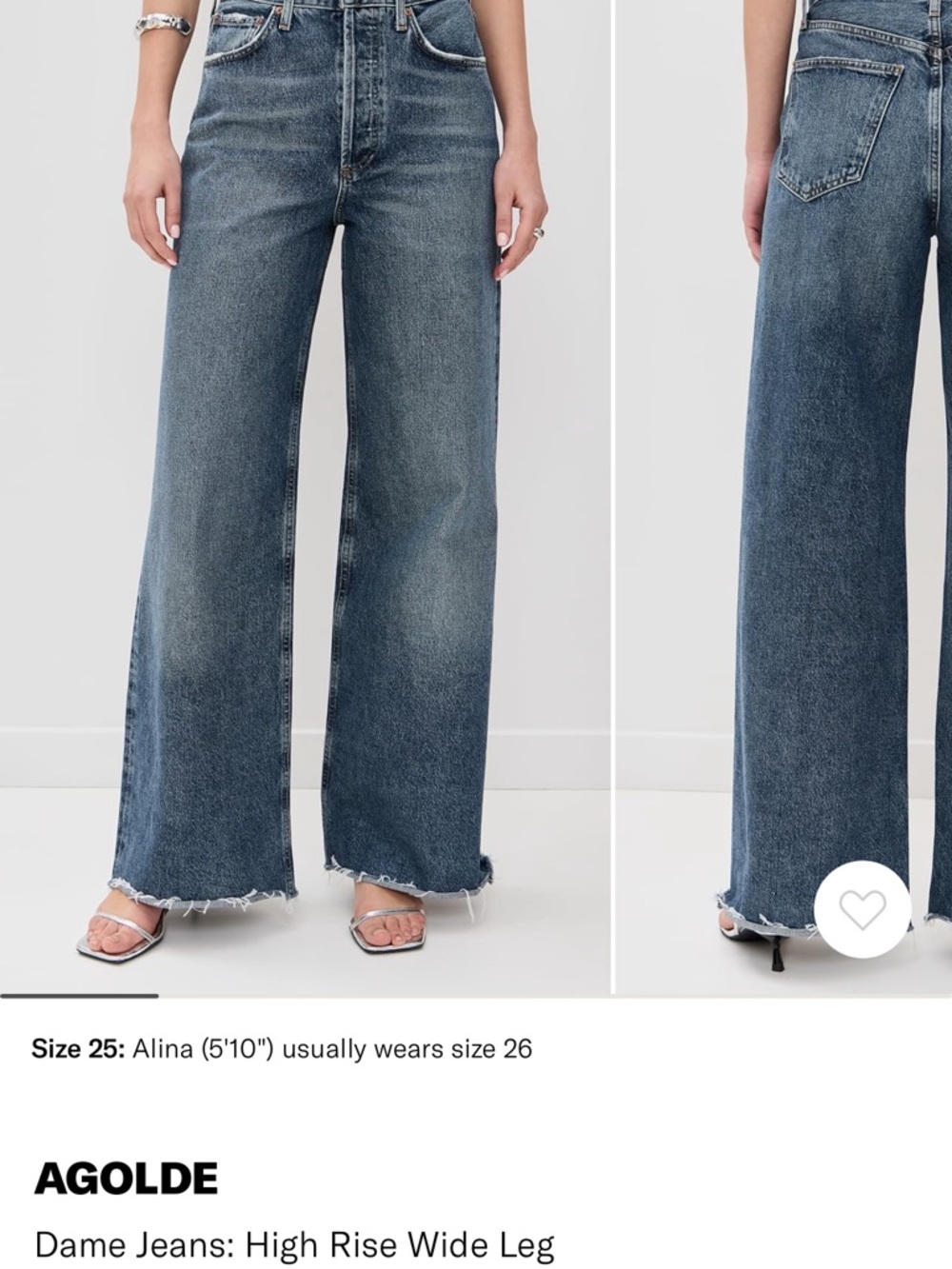 Agolde High-Rise Wide Leg Jeans in Faded Blue Wash